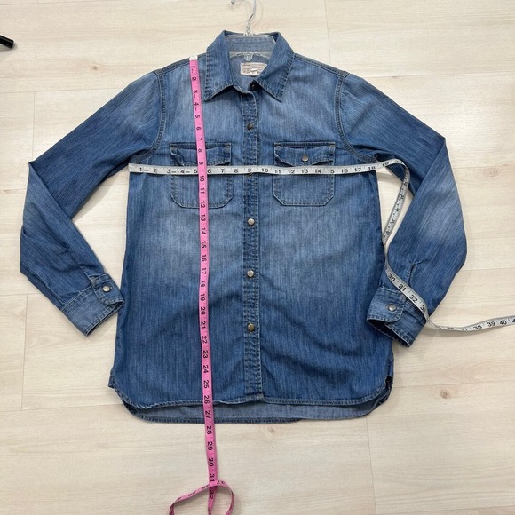 Current/Elliott The Perfect Shirt Women Size 1 Small Denim Cotton Metal Buttons - Picture 7 of 12
